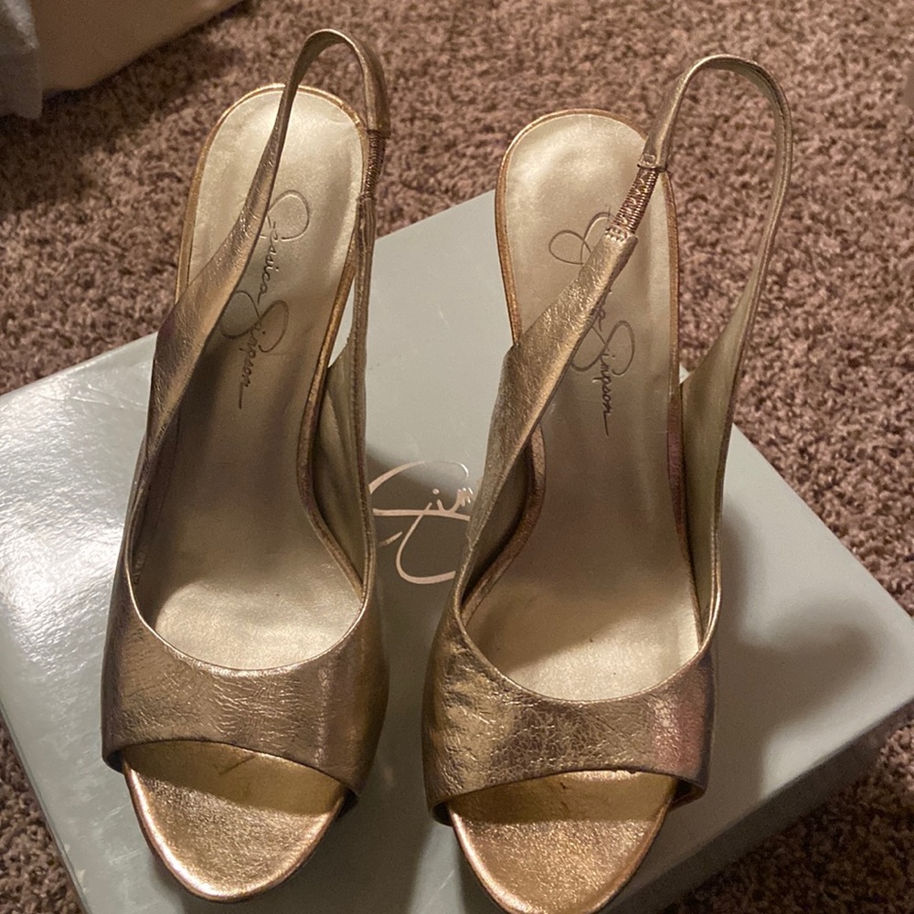 Jessica Simpson Gold Platform Sandals